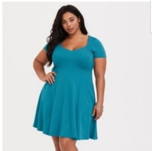 Torrid Ponte Skater Dress Aqua/teal/turquoise